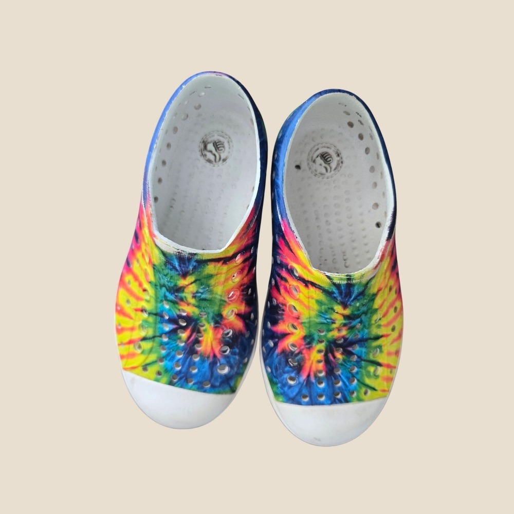 Native Jefferson Kids Tie Dye Multi Color Slip On EVA Sneakers Size C9